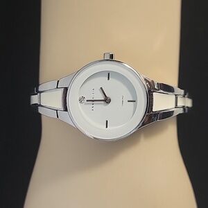Classic Anne Klein Silver-Tone & White Enamel Watch